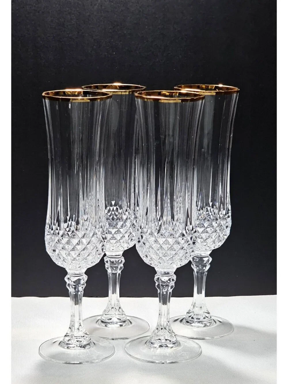 4 Cristal D'Arques Longchamp Champagne Flutes Glasses 8